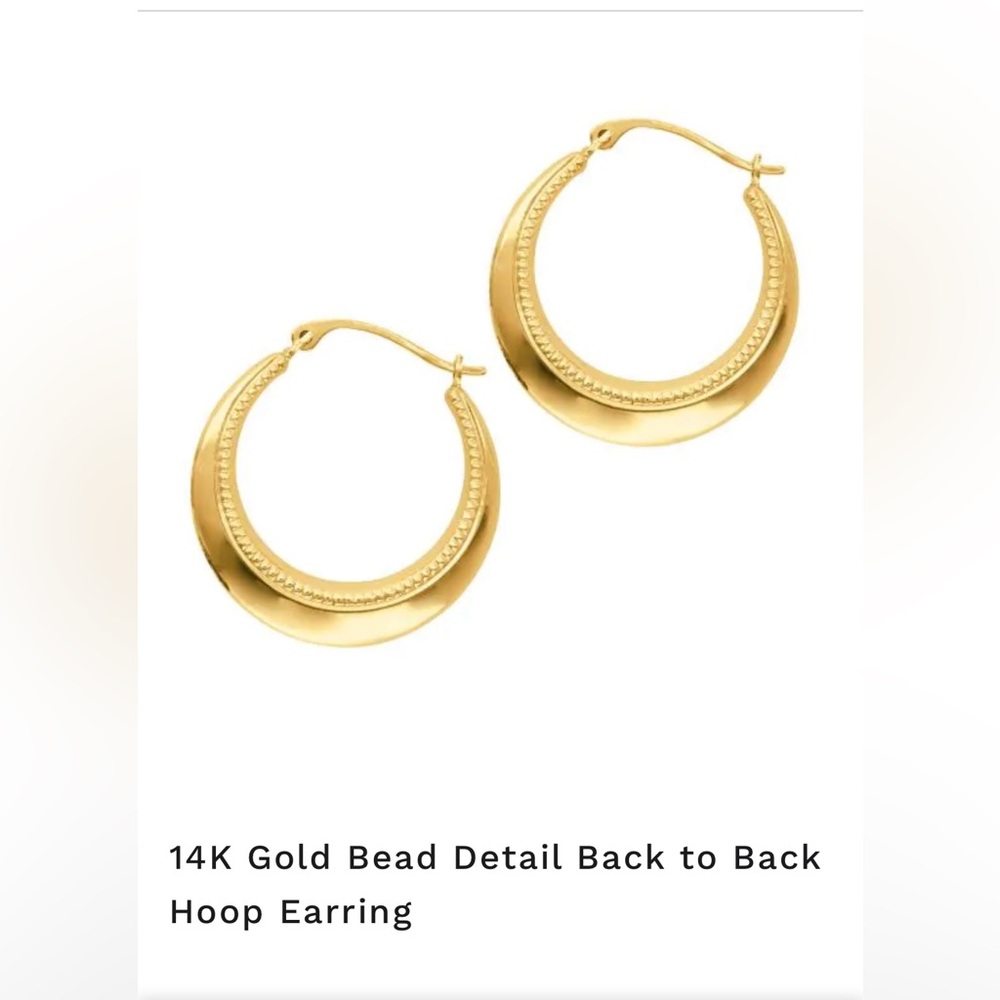 Classic Solid 14 K Gold Hoop Earrings - Elegant Women Jewelry - Picture 10 of 10